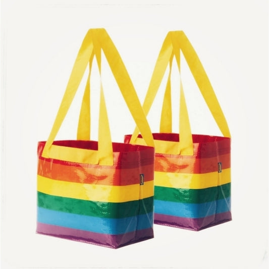 Ikea | 2020 Small Pride Bags w/ handles RAINBOW lot of 2 shopping carry all