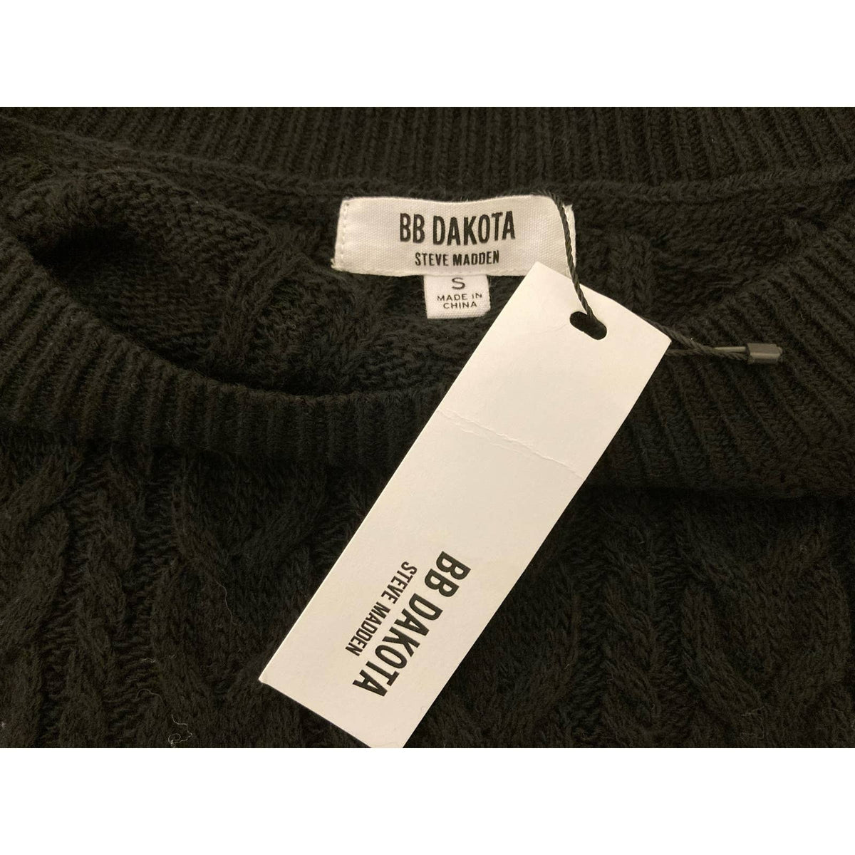 BB Dakota by Steve Madden Women's Miss Mood Cable Sweater Dress Small Black NWT