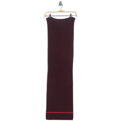 Theory NEW Originally $195 Wendel Ribbed Merino Wool Stripe Trim Scarf Burgundy