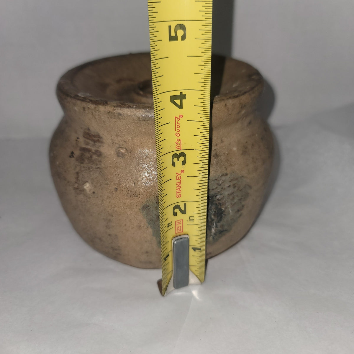 Earthenware candle holder brown blue hand thrown pottery ball bell shape UNIQUE