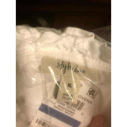 Style & Co NWT Women's Crinkle Flutter-Sleeve Top Blouse Bright White X-Large