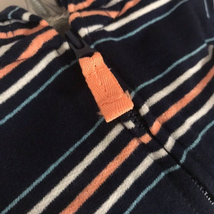 NWT Carters New Born Baby Unisex Stripes Blue Jacket Hoodie Front full Zipper