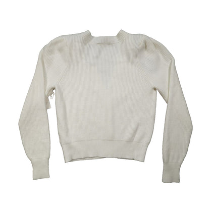 Laundry by Shelli Segal Rib Knit Button Front V-Neck Sweater Sz Small Ivory NWT