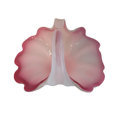 MURANO PINK White Crystal Glass easter basket Opalescent handblown Italian