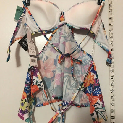 Sundazed Cutout Floral Tankini Top Swimwear Size 32C