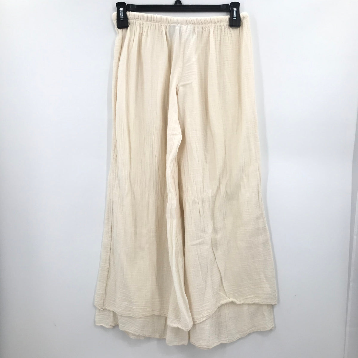 St. Tropez Cotton Wide Leg Double Layered Pants Drawstring Cream XL