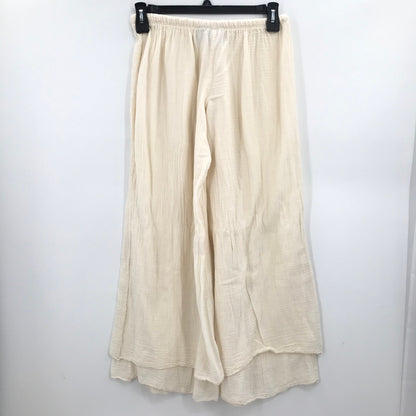 St. Tropez Cotton Wide Leg Double Layered Pants Drawstring Cream XL