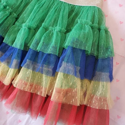 Truly me by Sara Sara Toddler Rainbow Tutu Tulle Skirt Size 3T Green Multi NWT