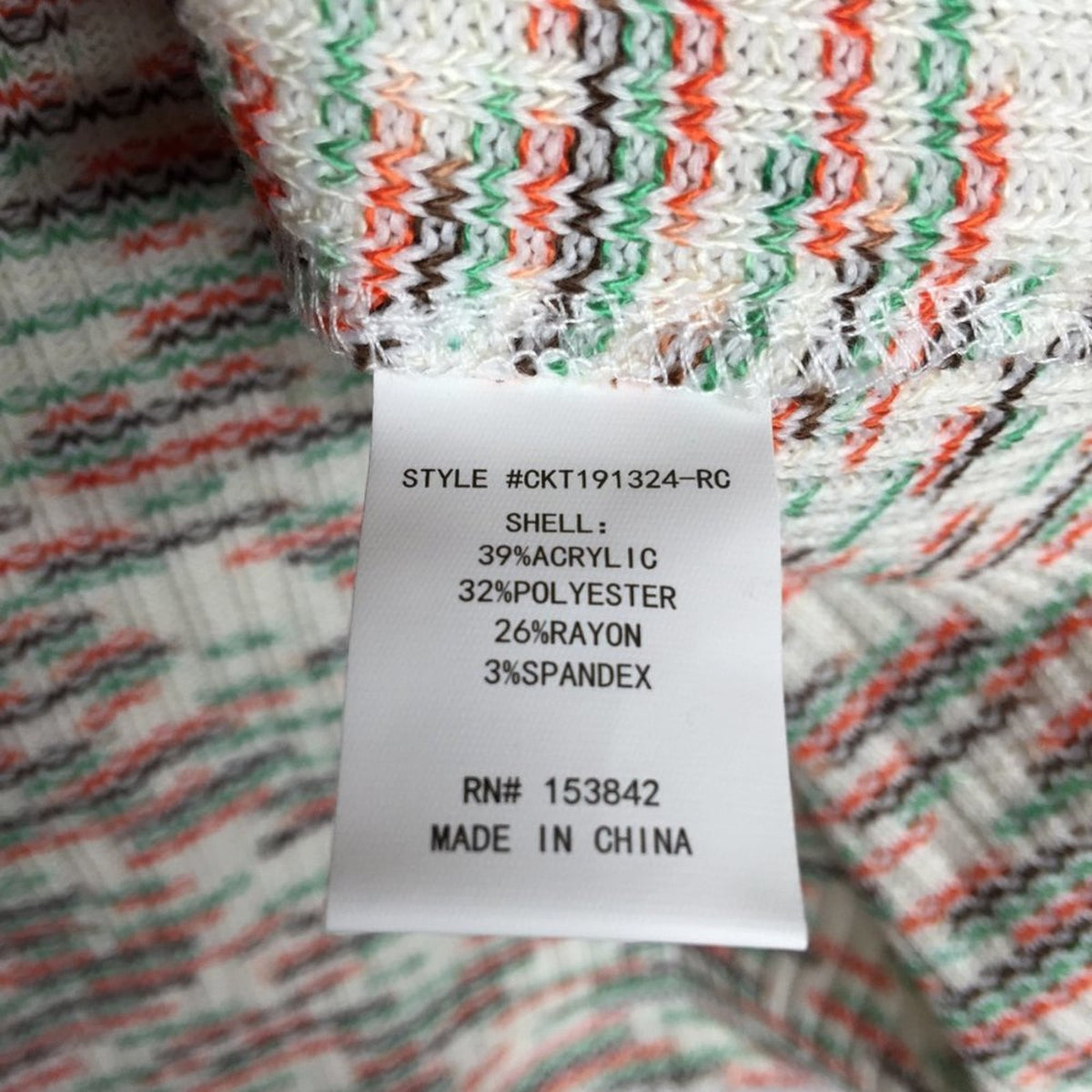 Codexmode Pullover Sweater Long Sleeve V- Neck Space Dye Green Multi Size Large