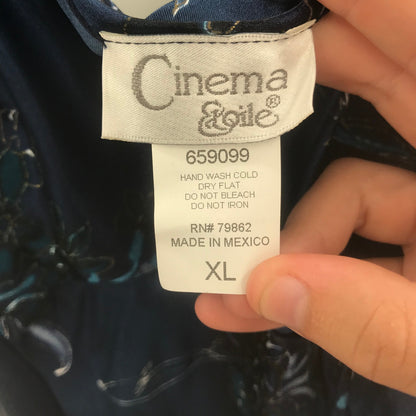 Cinema Floral Nightie nightgown Sleeveless Short Sleepwear Lingerie XL vintage