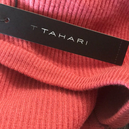 T Tahari Ottoman Ribbed Knit Button Front Cardigan Size Small Salmon button up