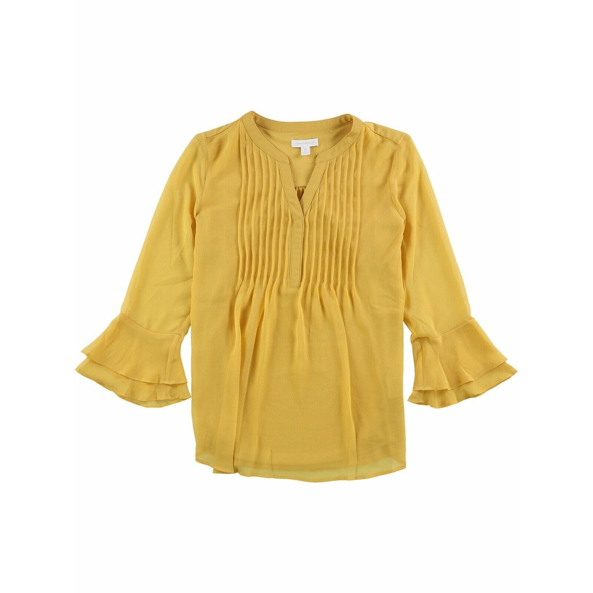 Charter Club NWT Women’s Yellow Honey Glaze Ruffle Sleeve Blouse Size Small