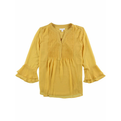 Charter Club NWT Women’s Yellow Honey Glaze Ruffle Sleeve Blouse Size Small