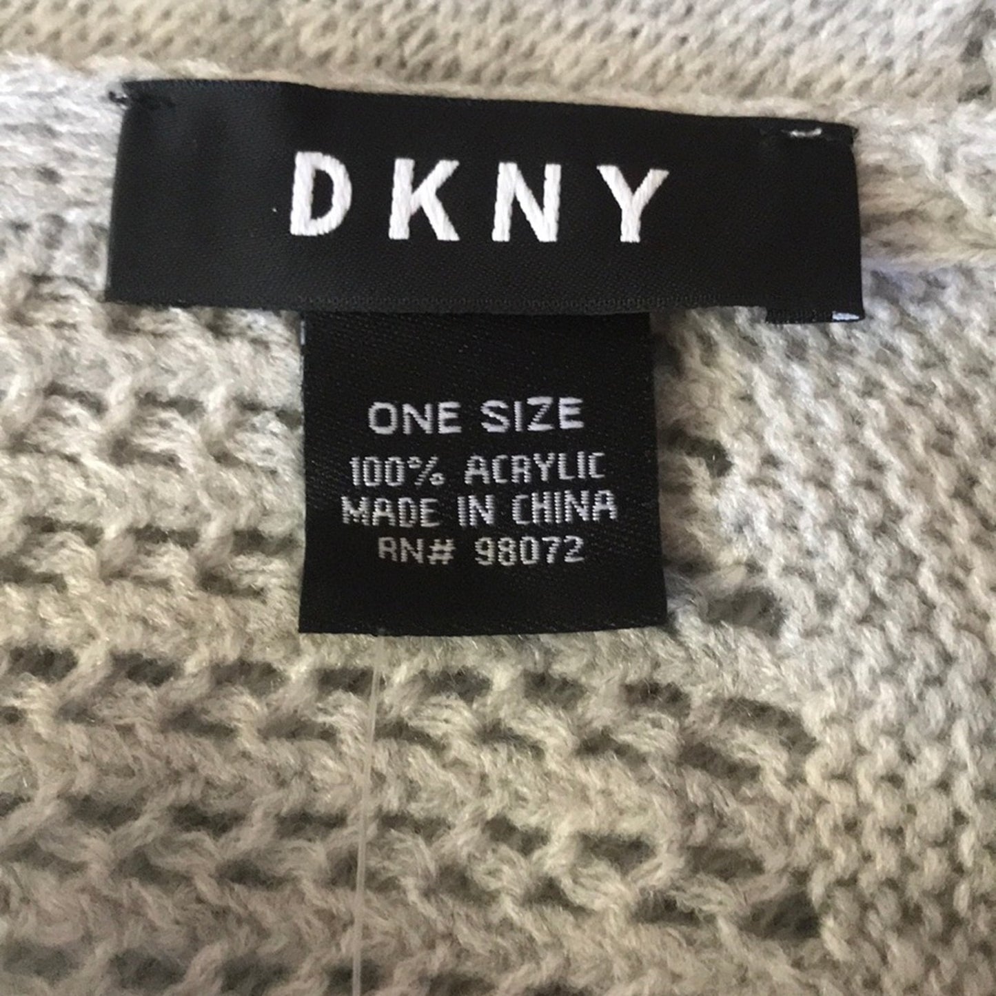 DKNY NEW Heather Grey Open Knitted Blocked Scarf Lightweight Packable