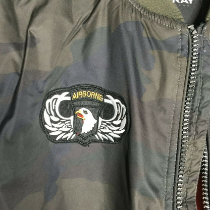 Xray Flight Patch Hooded Jacket Long Sleeve Front Zip Closure Ribbed Cuff Medium