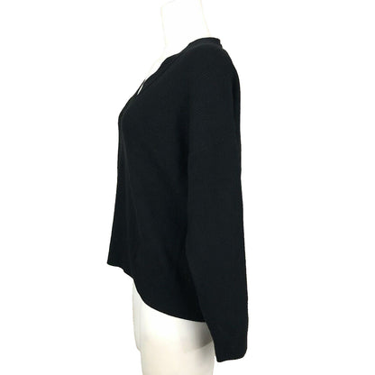 Topshop V-Neck Rib Knit Pullover Sweater Loose Fit Casual US 0-2 Black NWT