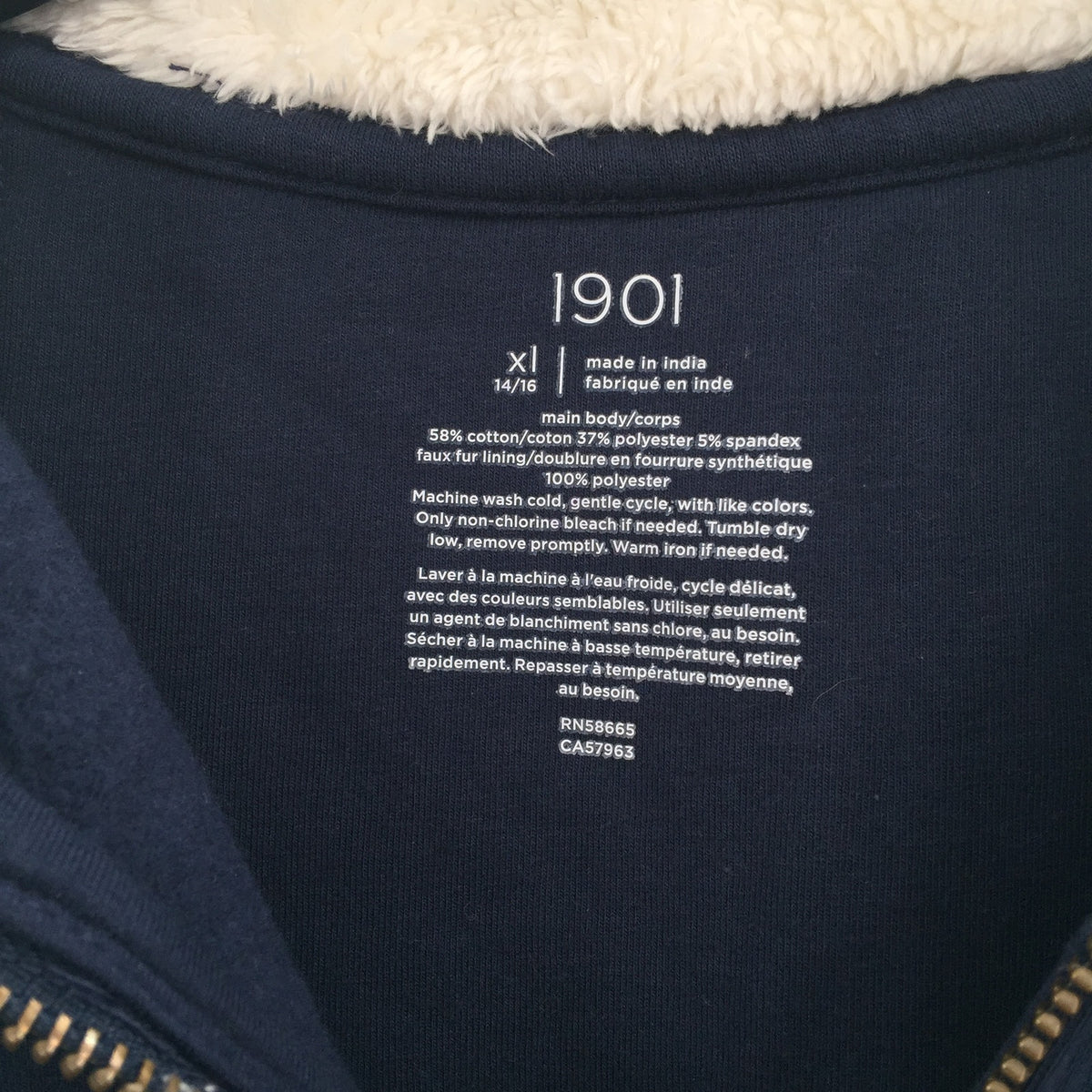 1901 Kids Pop Collar Quarter-Zip Pullover Sweatshirt Long Sleeve Navy X-Large