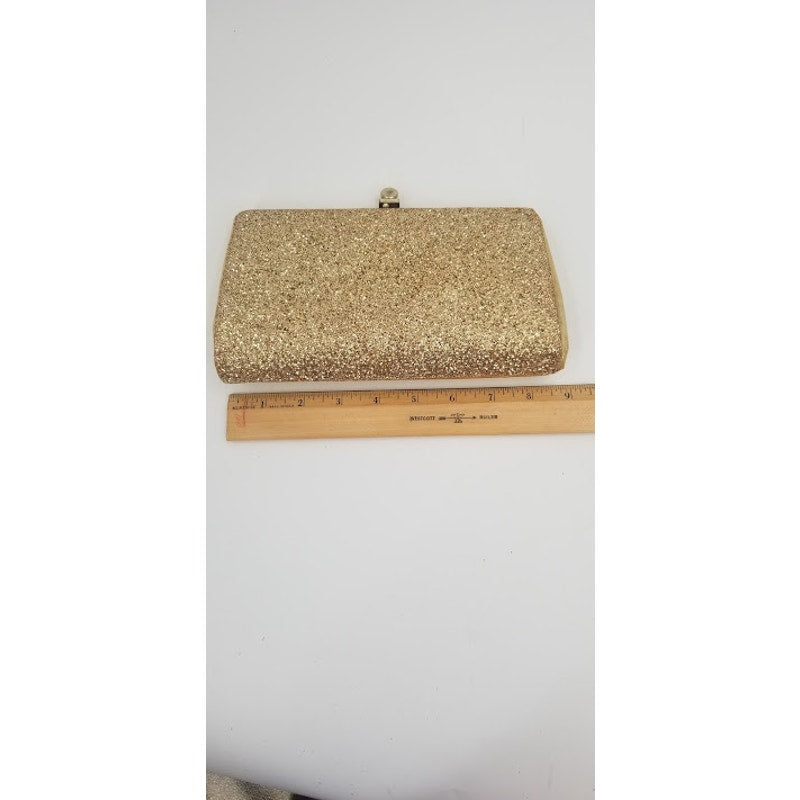 vINTAGE goldtone clutch with metal chain formal fancy SPARKLY GLITTER