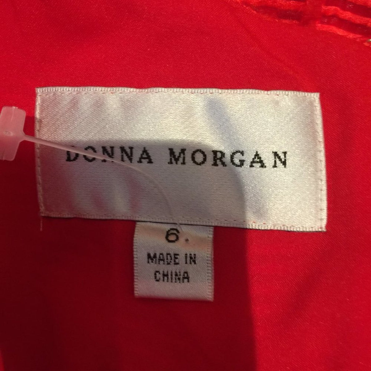 Donna Morgan Jacquard Dress Crew Neck Sleeveless Zipper Back Belted Red Size 6
