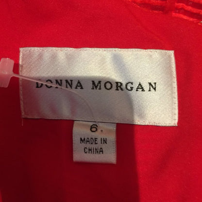 Donna Morgan Jacquard Dress Crew Neck Sleeveless Zipper Back Belted Red Size 6