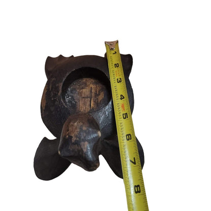 Hand carved wood sea turtle  candle holder votive