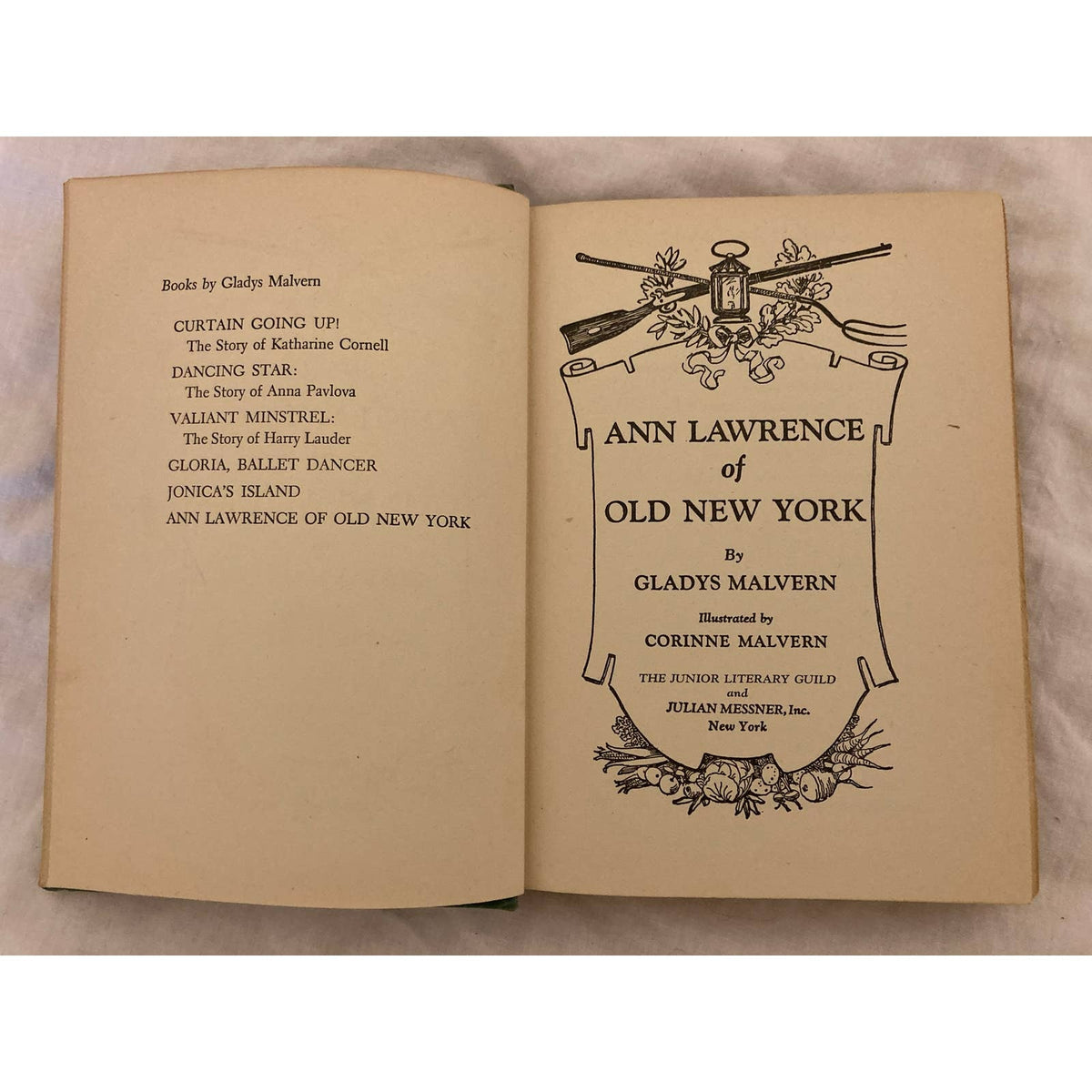 Ann Lawrence of Old New York - Gladys Malvern Green Hardcover Vintage 1947 No DJ