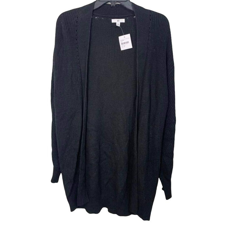 BP. Pointelle Trim Open Front Cardigan Sweater Sz Extra Small/XS in Black NWT