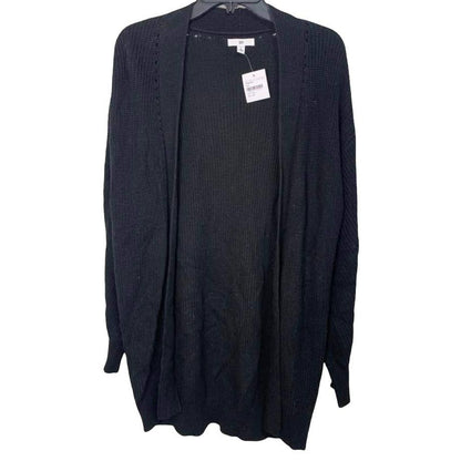 BP. Pointelle Trim Open Front Cardigan Sweater Sz Extra Small/XS in Black NWT