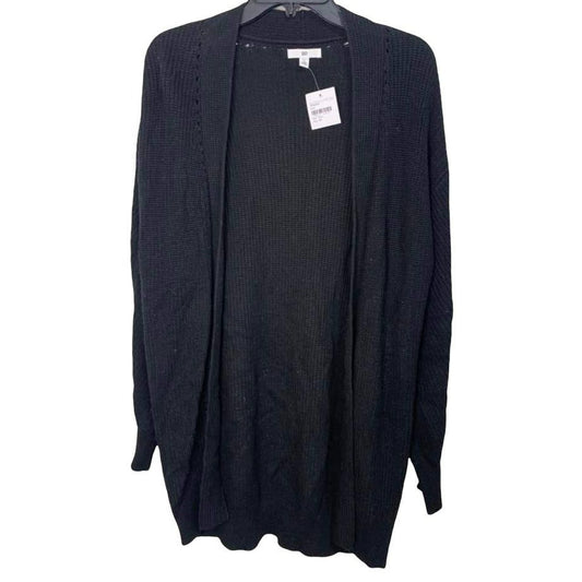 BP. Pointelle Trim Open Front Cardigan Sweater Sz Extra Small/XS in Black NWT