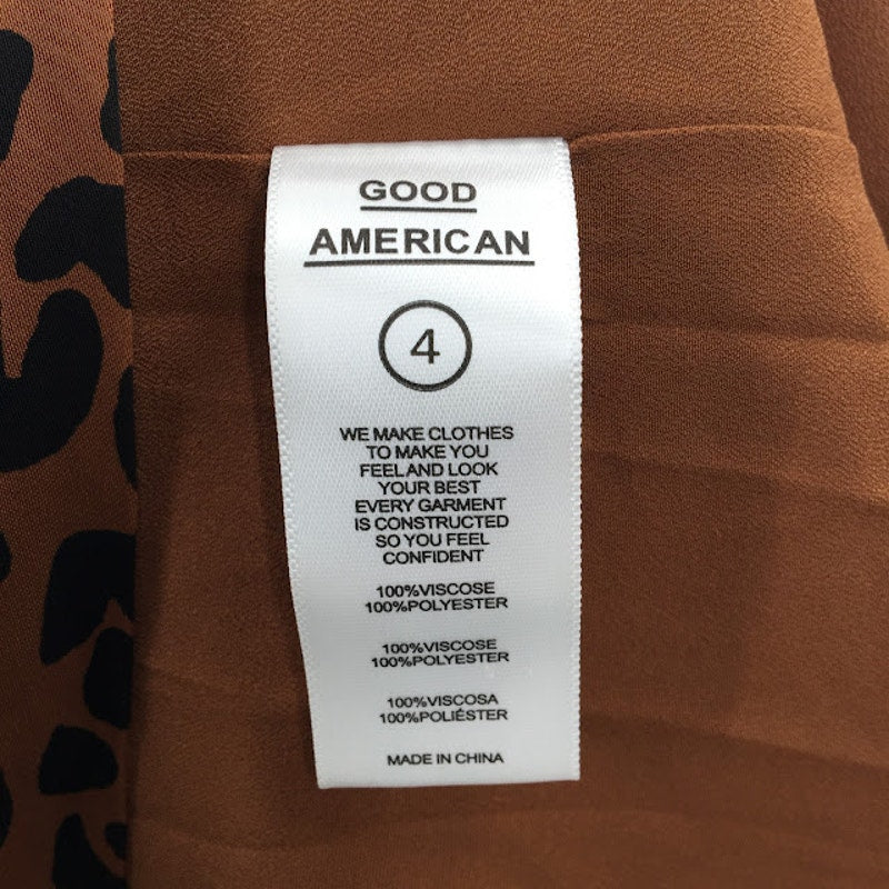 Good American Leopard Print Dress Corset Puff Sleeve Maxi Size 4 NWT