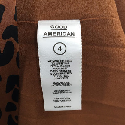 Good American Leopard Print Dress Corset Puff Sleeve Maxi Size 4 NWT