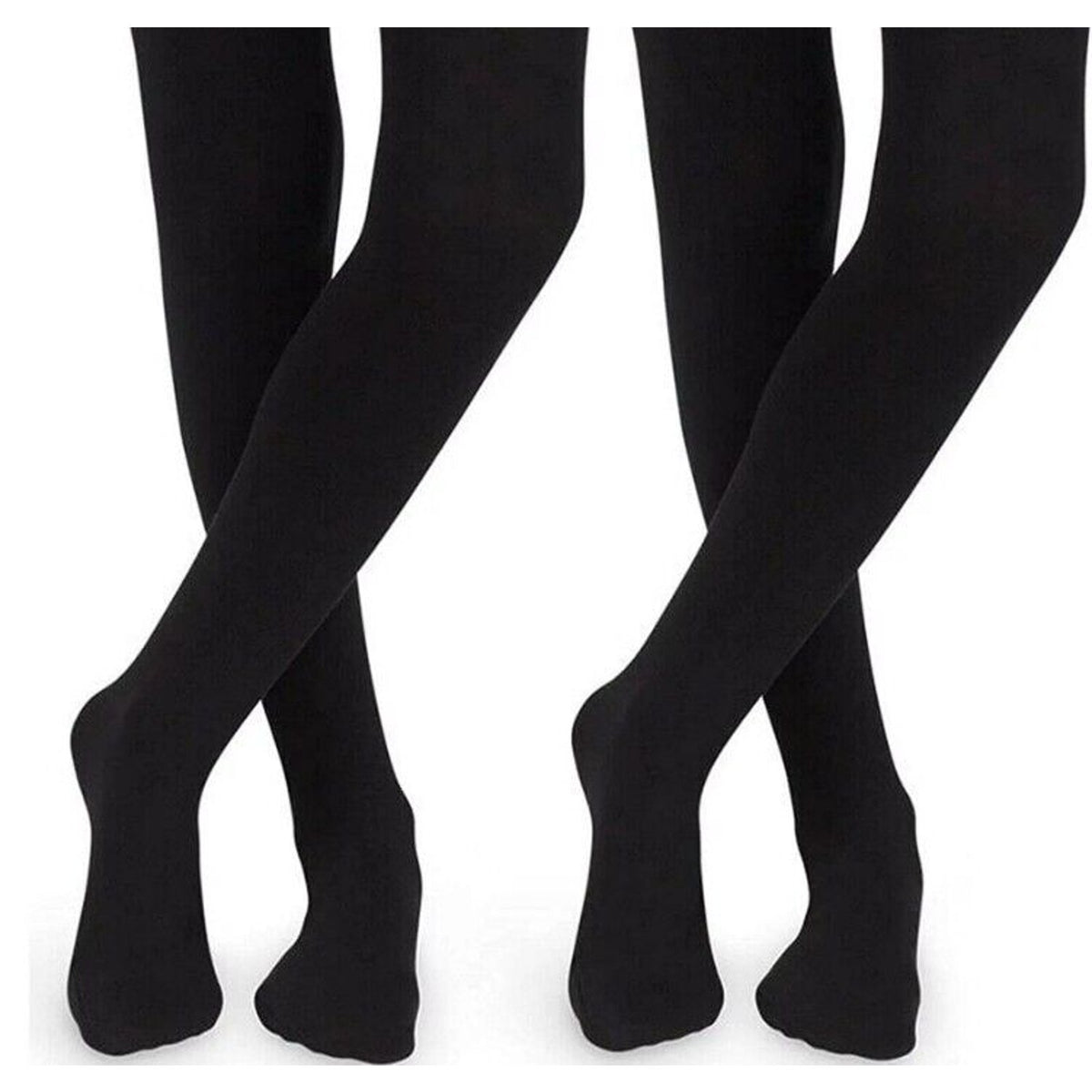 Nordstrom 2 Pair Girls Black Tights - Size 12-14 Black NWT One Cable One Plain