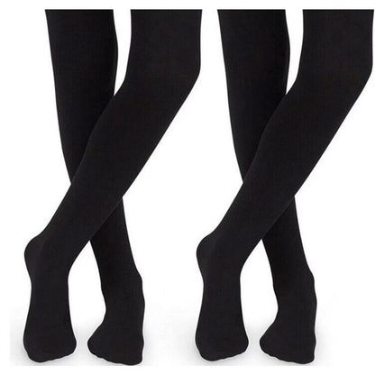 Nordstrom 2 Pair Girls Black Tights - Size 12-14 Black NWT One Cable One Plain