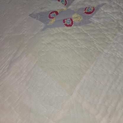 Vintage Handmade Quilt Full or Twin Bedspread Blanket Farmhouse Cabin 53" X 74"