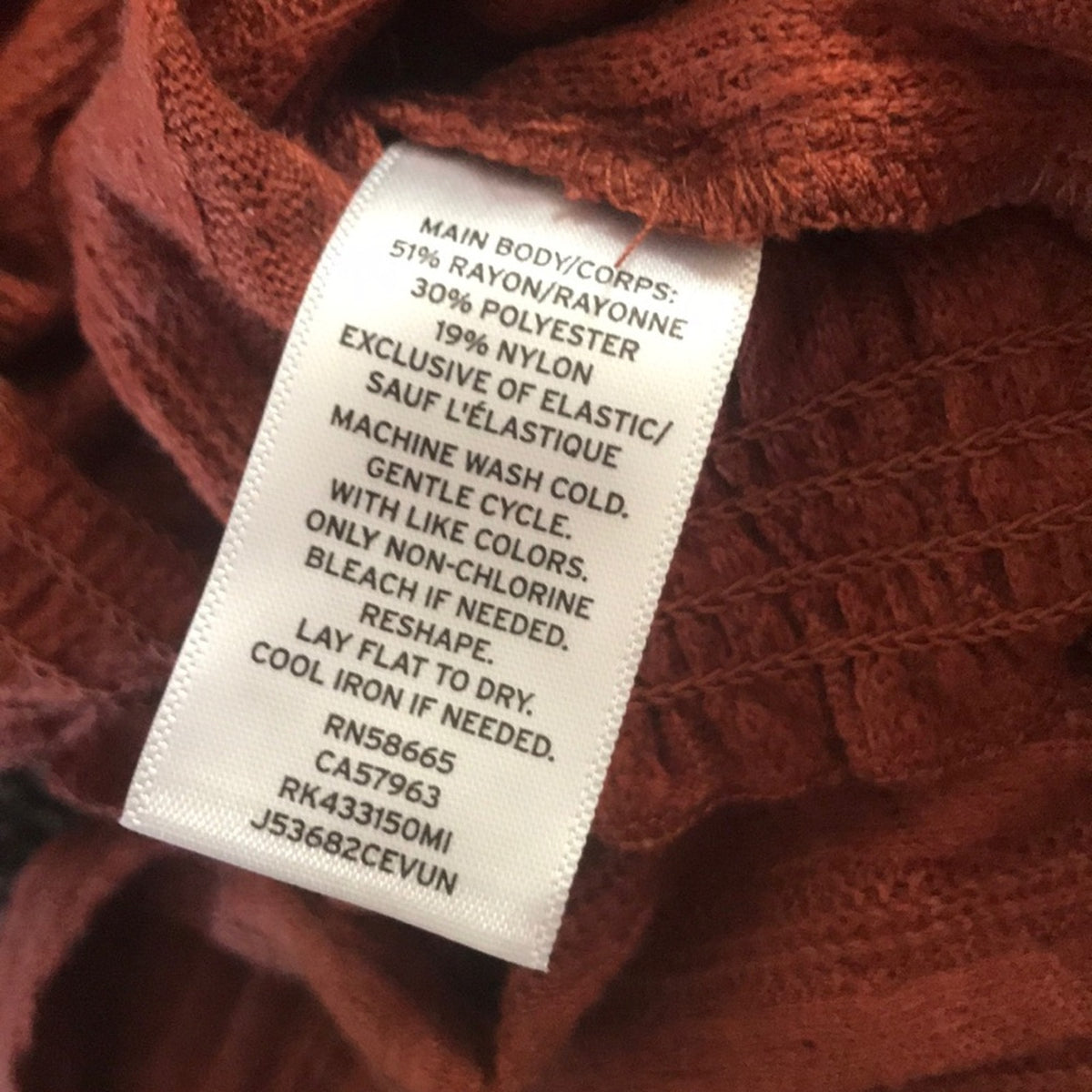Abound Pointelle Knit Crop V-Neck Sweater Large Cardigan Rust Button front