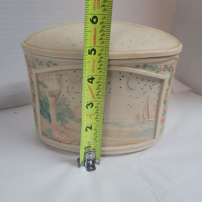 Beach scene side table lamp night light shade MISSING lighted cord