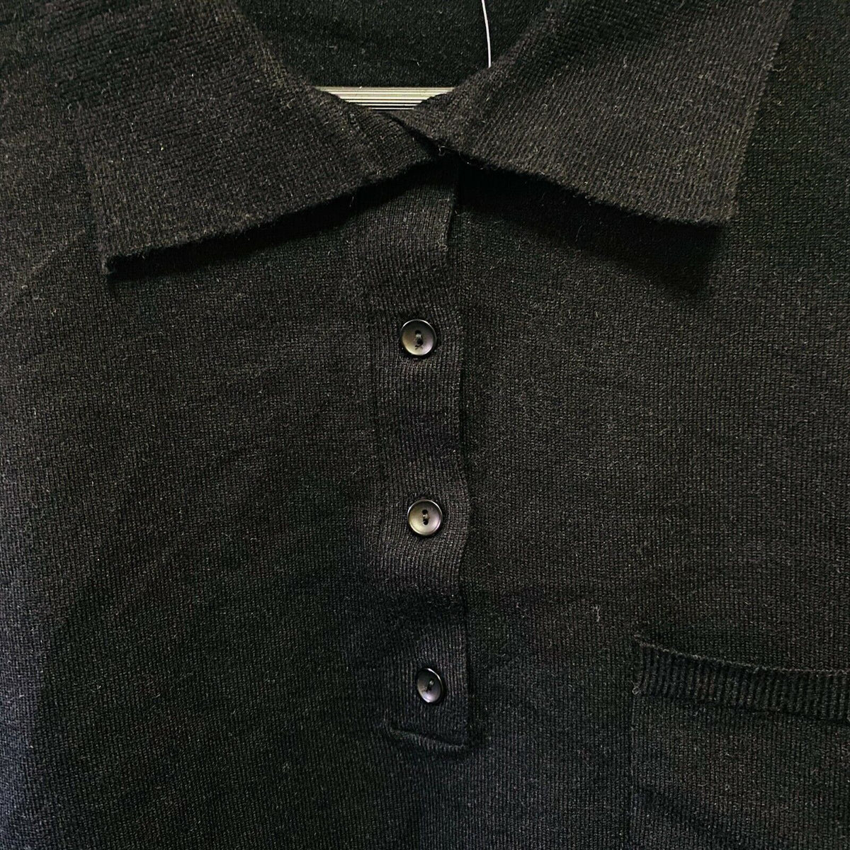 RDI Women Oversized Boyfriend Long Sleeve Polo Top Large Black NWT Recycled Yarn