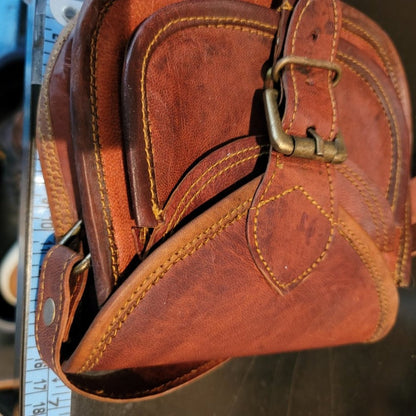 Shoulder Bag vintage Purse Sling Camel Leather Adjustable Strap Small Crossbody