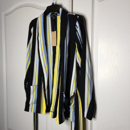 Halogen Soft Tie Waist Jacket Striped Pockets Lucinda extra small career XS
