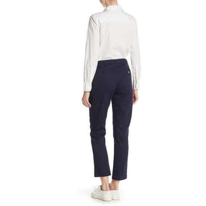 J. Crew Cropped Leg Slim Chino Pants Flat Front Cotton Blend French Navy Size 00