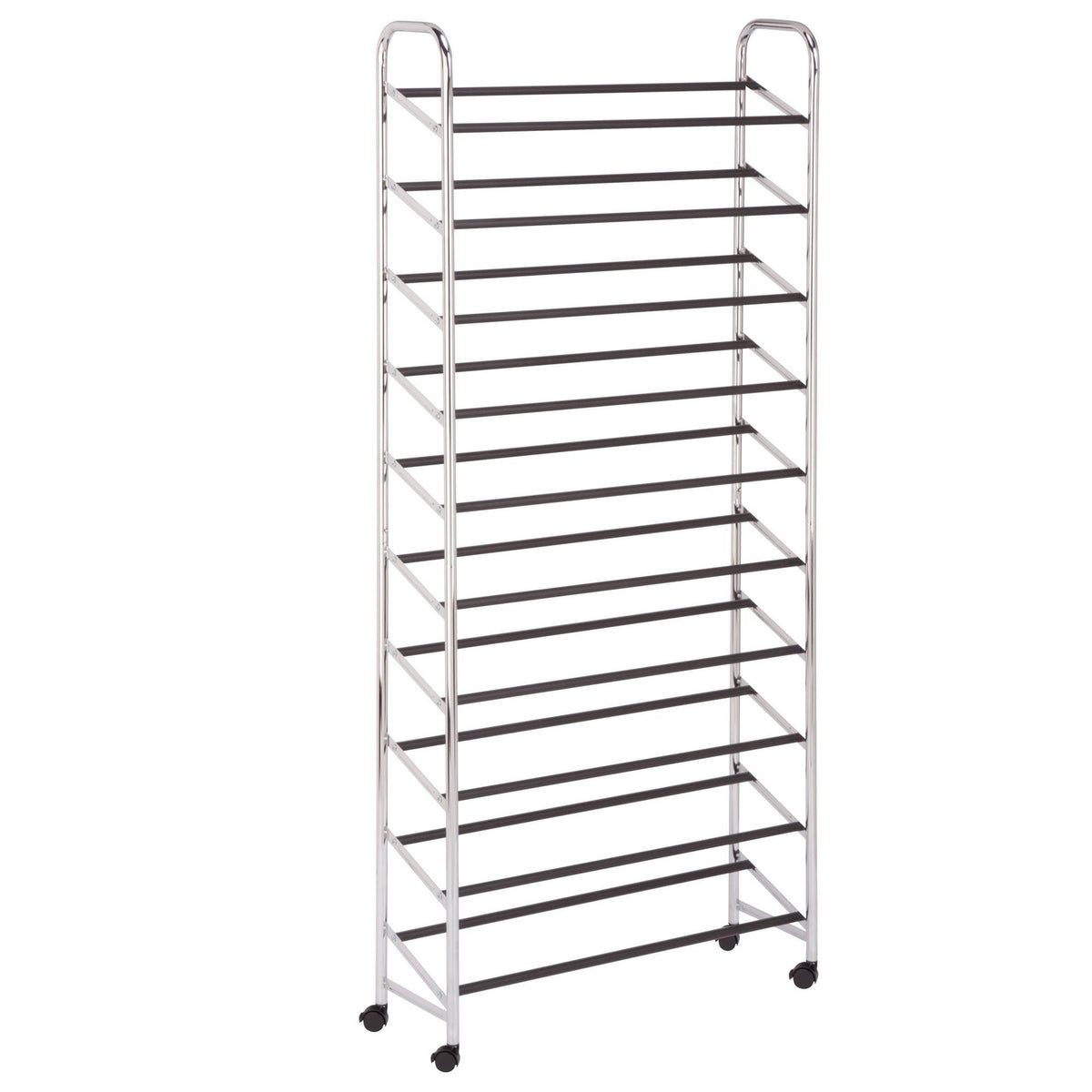 Honey Can Do 30 Pair Chrome Rolling Shoe Tower Silver New