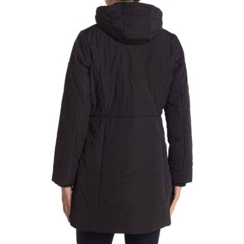 Lucky Brand Zip & Snap Front Parka Coat Sz Small Black NWT Faux Fur-Lined Hood