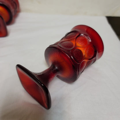 Noritake SET 3 Red Spotlight stemware footed dimple wine sherry glasses 4.3/4"