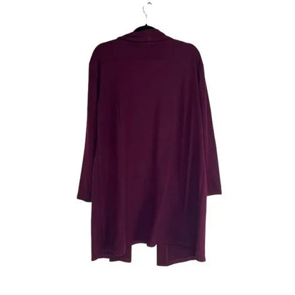 Melloday Open Cardigan Sweater Extra Small Wine NWT Slash Pockets Tunic Length
