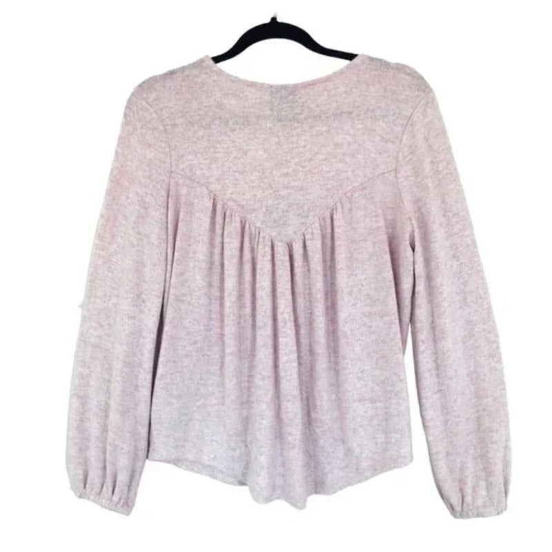 Bobeau Women's Knit V-Neck Pullover Top Medium Angel Wing/Pink NWT Boho Peasant