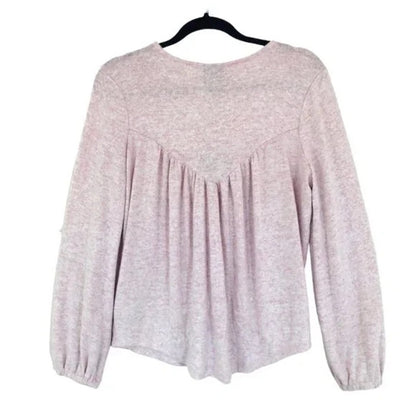 Bobeau Women's Knit V-Neck Pullover Top Medium Angel Wing/Pink NWT Boho Peasant