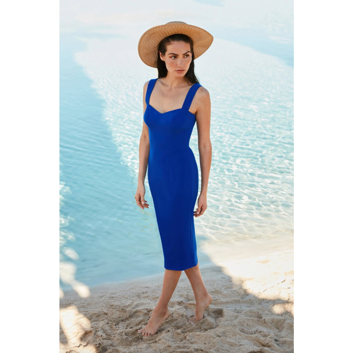 Dress the Population Nicole Sheath Dress Electric Blue Small