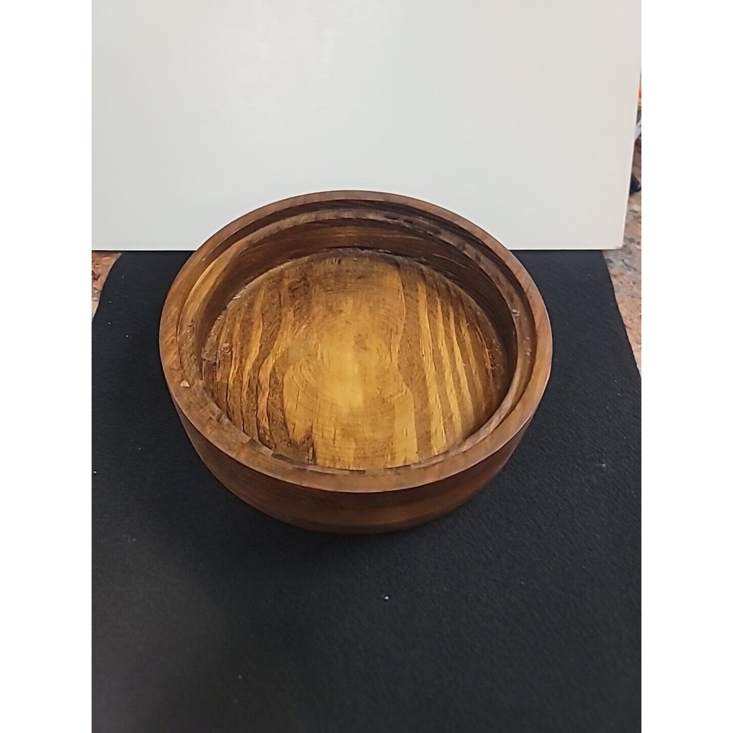 Handmade Turned Wood Turned Bowl With Lid 9" Natural Finish Tobbaco Sewing GA.