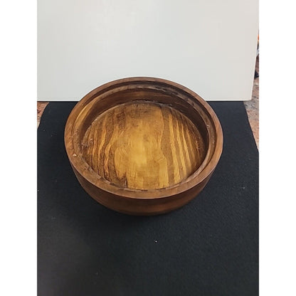 Handmade Turned Wood Turned Bowl With Lid 9" Natural Finish Tobbaco Sewing GA.