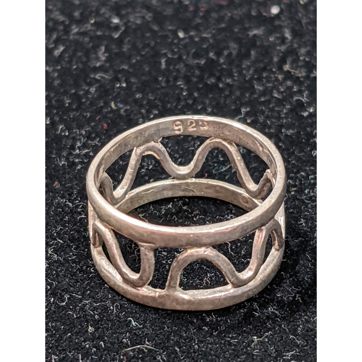 Vintage Handmade Wave Pattern 925 Sterling Silver Cage Ring Size 6.5